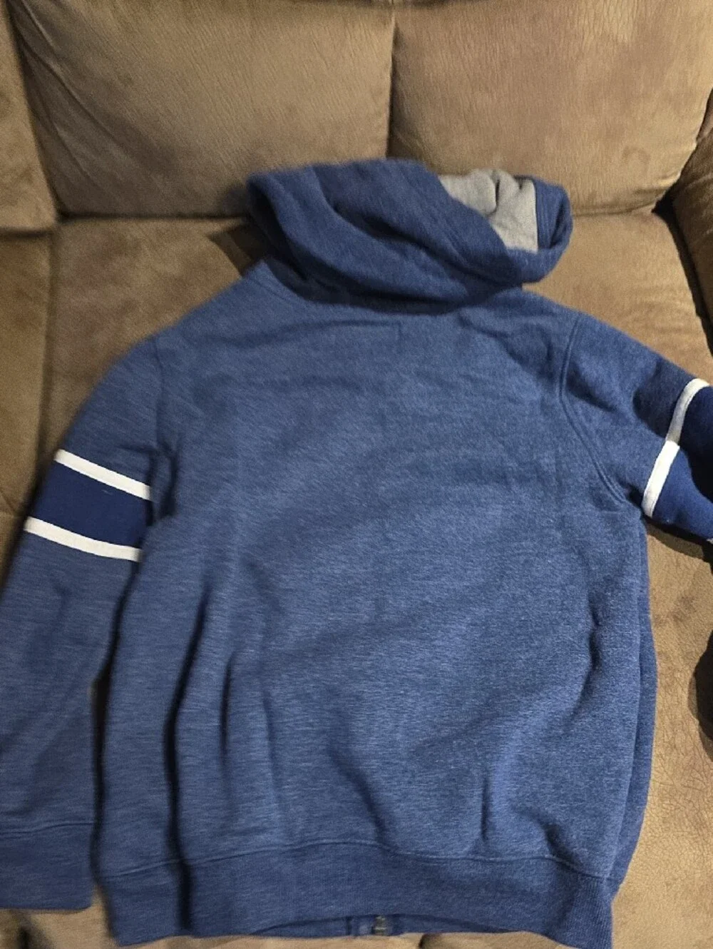 OshKosh B'gosh Heather Navy Zip Hoodie with White Stripes